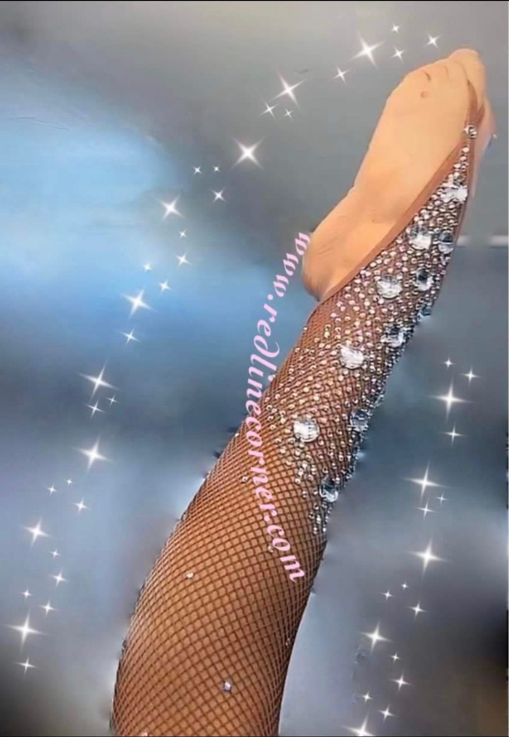 Calza Rete Fishnet + Decoro Pietre e Strass Swa (REDLINE Collant Danza) 