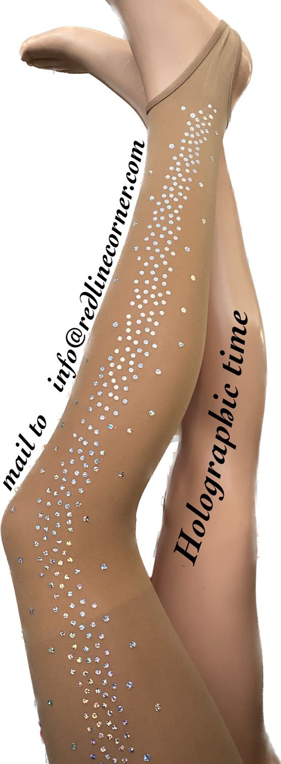 Collant Pattinaggio Staffa Roller con decori in OLOGRAFICO, figura senza rilievo, come da nuove normative World Skating  (REDLINE Collant Pattinaggio)