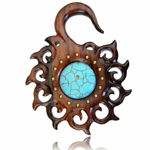 PESO TRIBAL DE MADERA CON TURQUESA (4mm / 6mm)