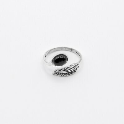 ANILLO PLUMA ÓNIX NEGRO