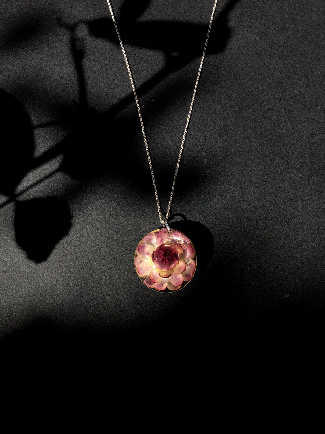 Pink Strawflower Terrarium Necklace