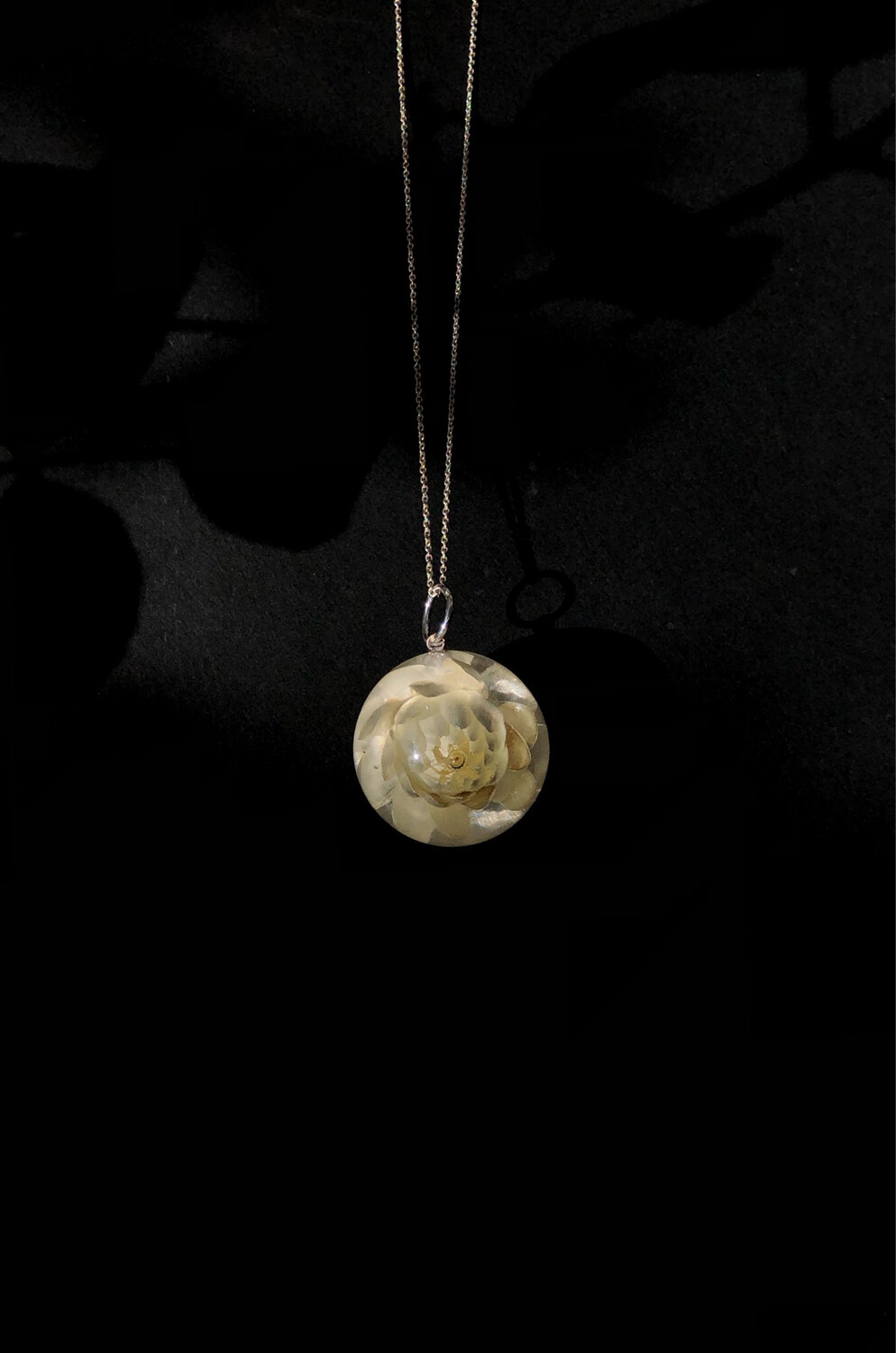 White Strawflower Globe Necklace