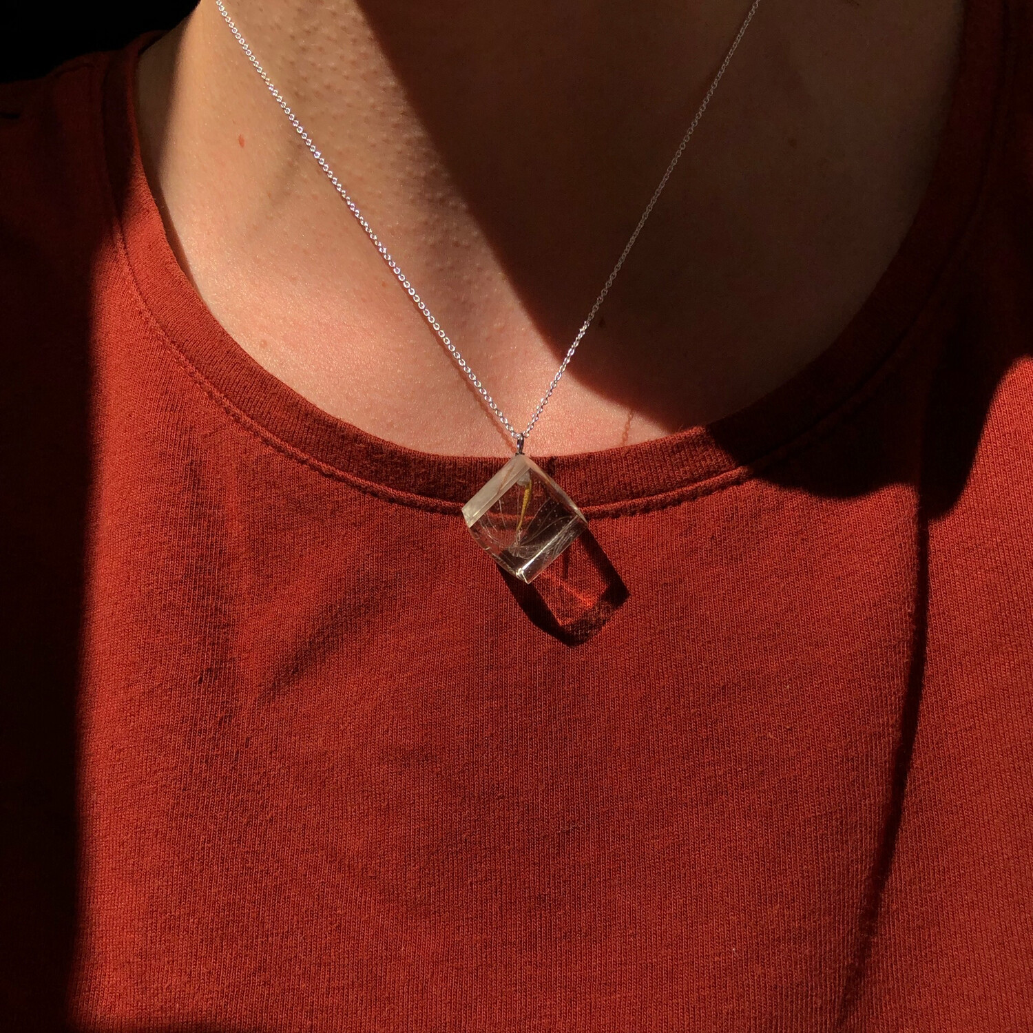 Dandelion Seed Cube Necklace