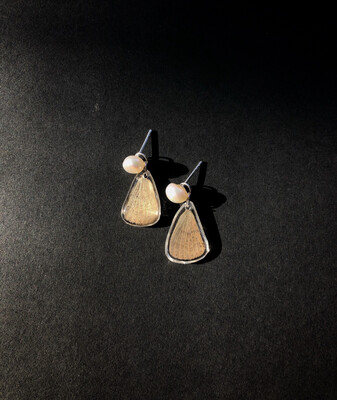 Pearl & Moth Wing Earrings