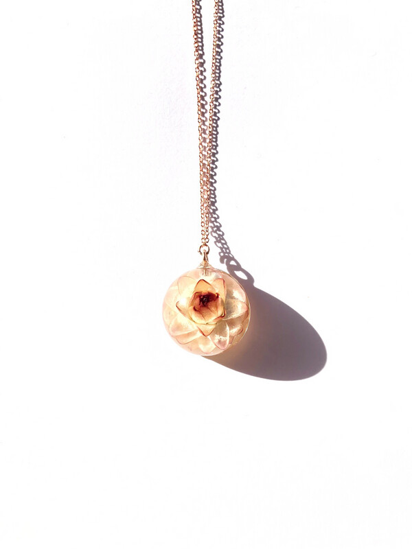 Rose Gold Strawflower Necklace