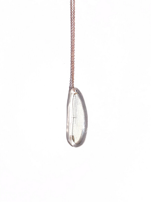 Rose Gold Dragonfly Wing Necklace 