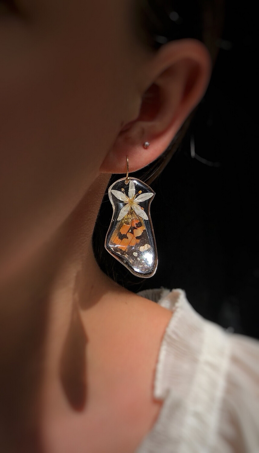 Painted Lady Butterfly &amp; Buchu Blossom Dangles