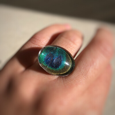 Peacock Feather Ring | Size 7