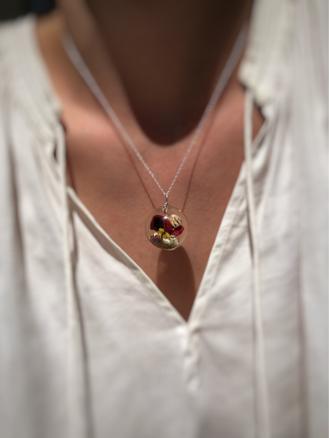 Fynbos Flower Mushroom Globe Necklace