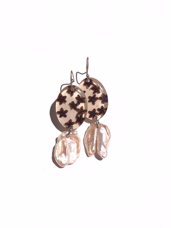 Pearl &amp; Flower Dangles