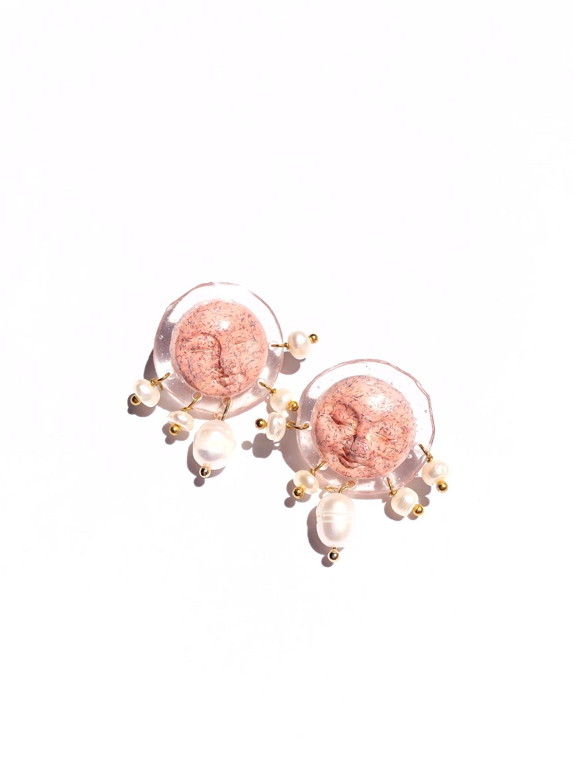 Moon Face &amp; Pearl Dangles
