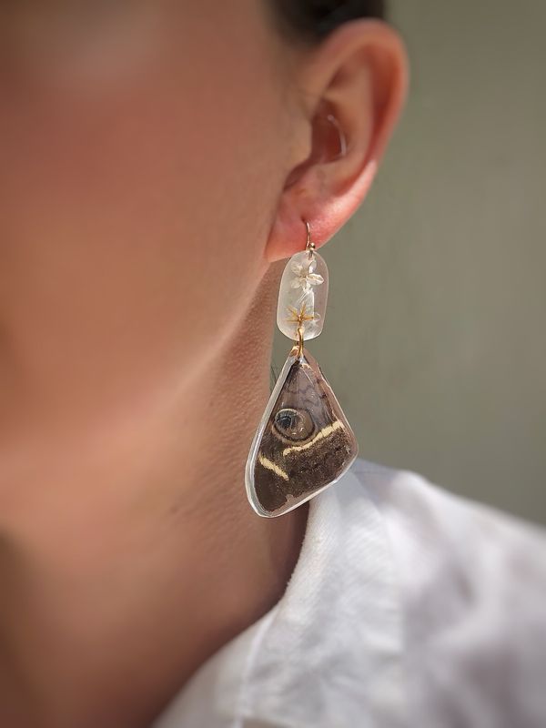 Owl Moth &amp; Wild Daisy Seed Dangles