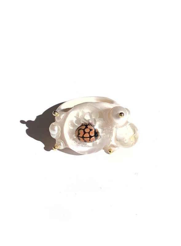 Ladybird &amp; Pearl  Cluster Ring | Size 9