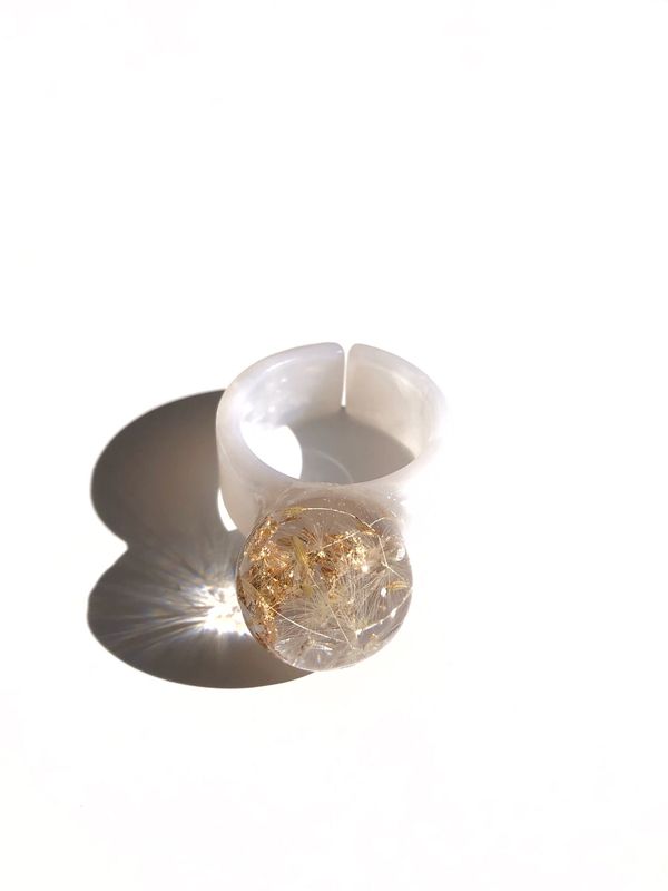 Dandelion Seed &amp; Goldleaf Ring | Size 9