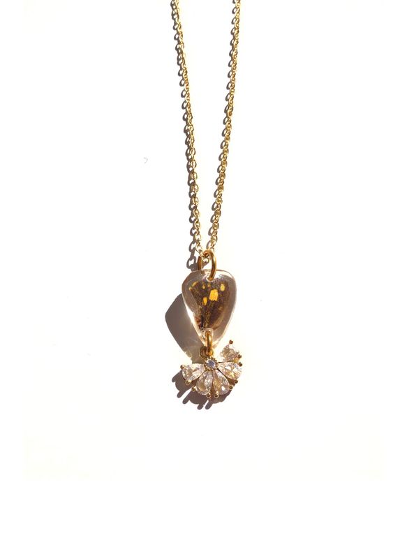 Tiny Moth Wing &amp; Charm Necklace