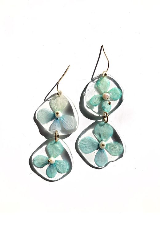 Double Blue Hydrangea Flower Dangles