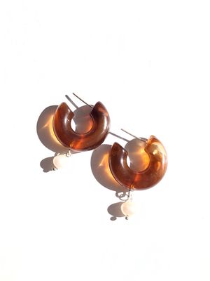 Chunky Hoop &amp; Pearl Earrings