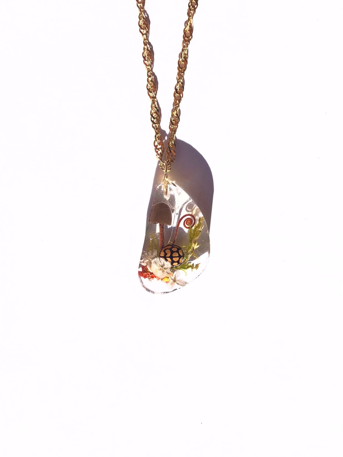 Mushroom &amp; Ladybird Garden Pebble Necklace