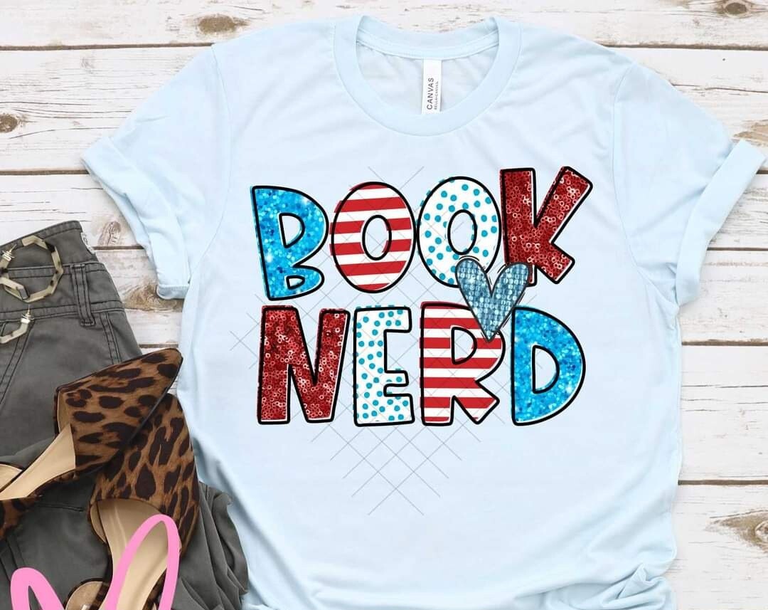 Book Nerd Red White &amp; Blue