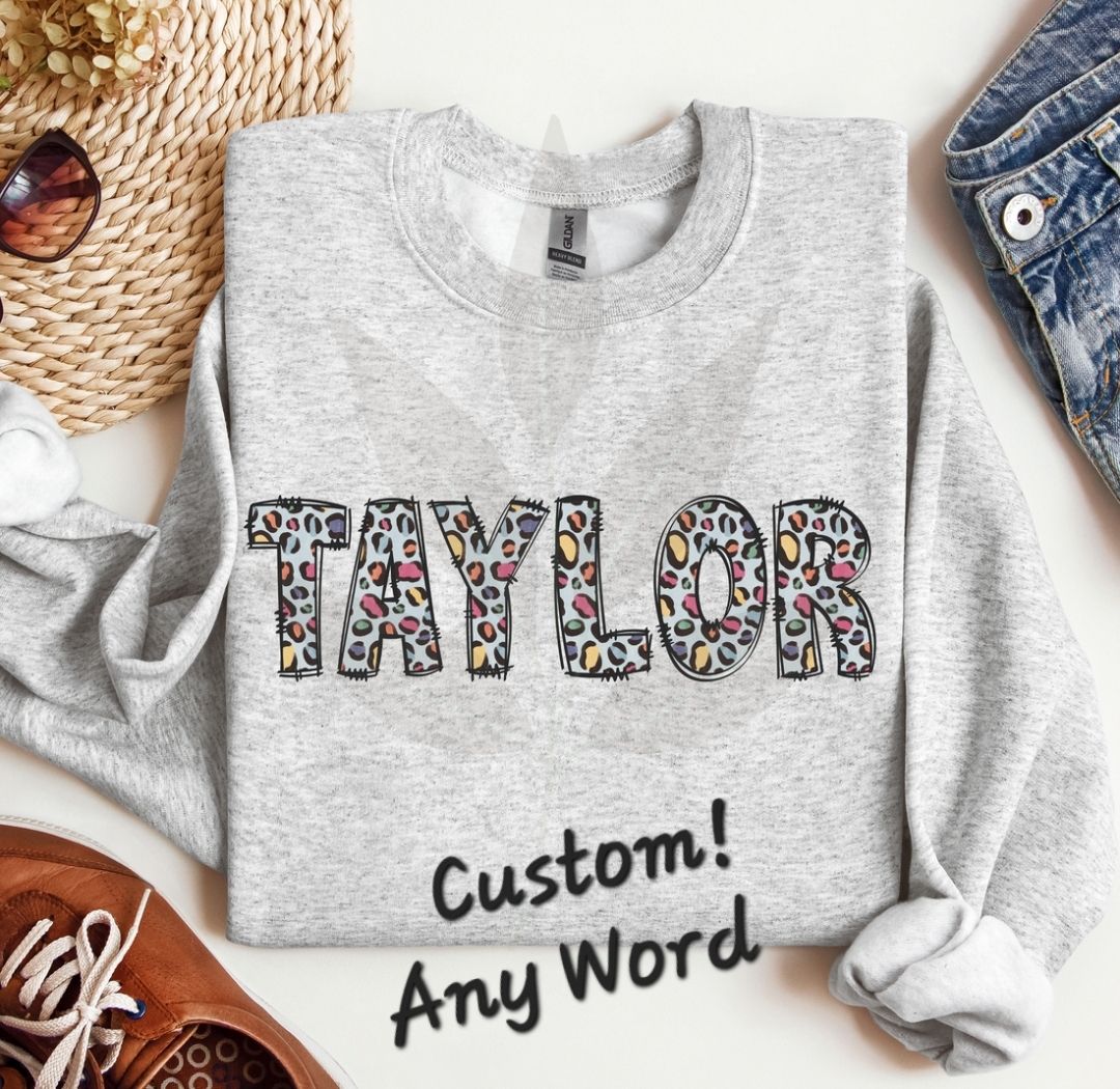 Custom Leopard Doodle Words