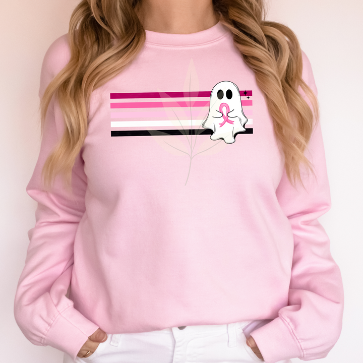 Ghostie Cancer Ribbon Retro Stripe