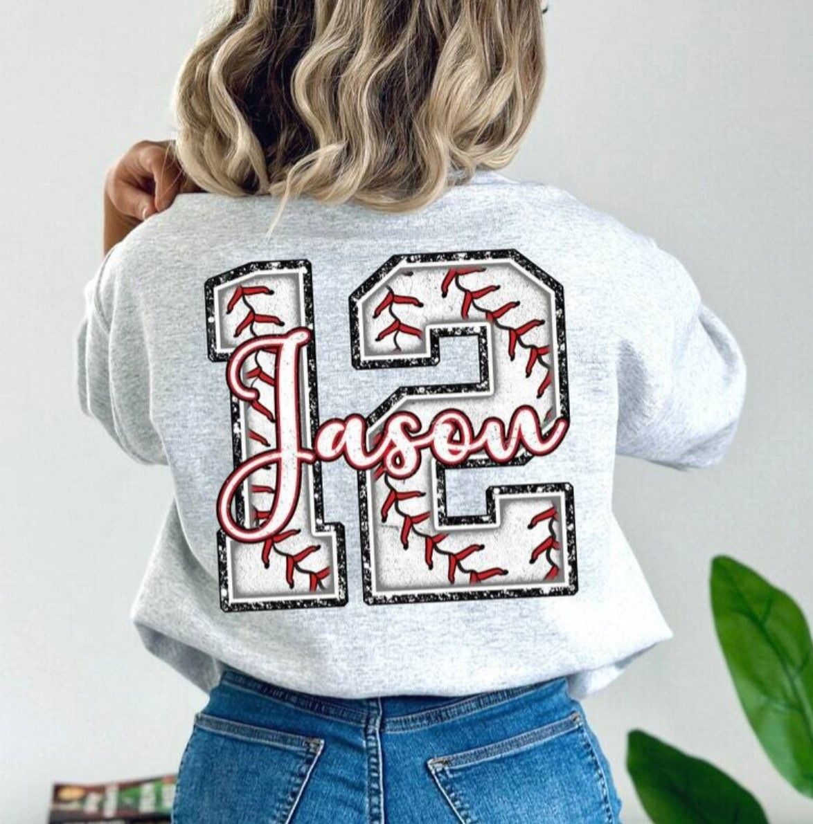 Custom Baseball Number Faux Glitter