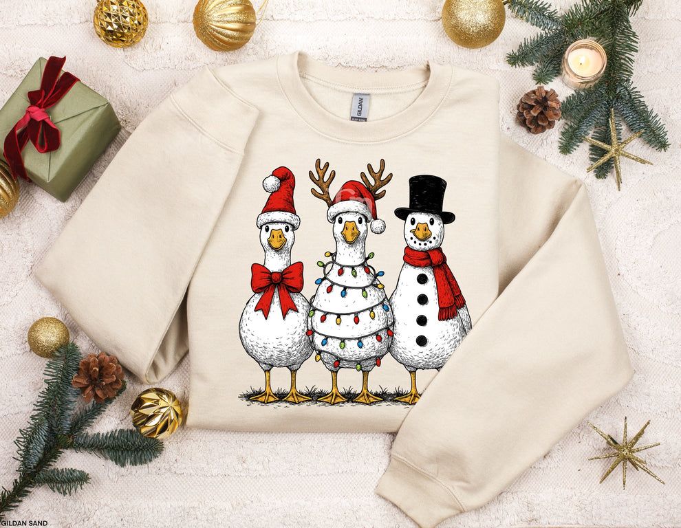 Christmas Goose Chenille Patch Sweatshirt
