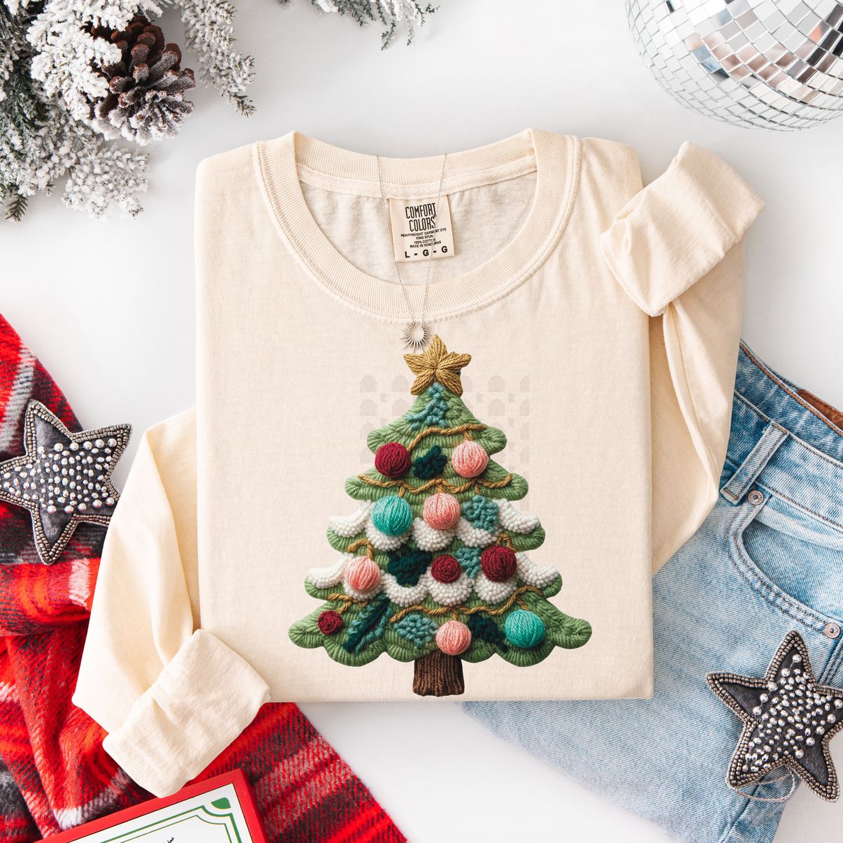 Faux Crochet Yarn Tree with Bulbs