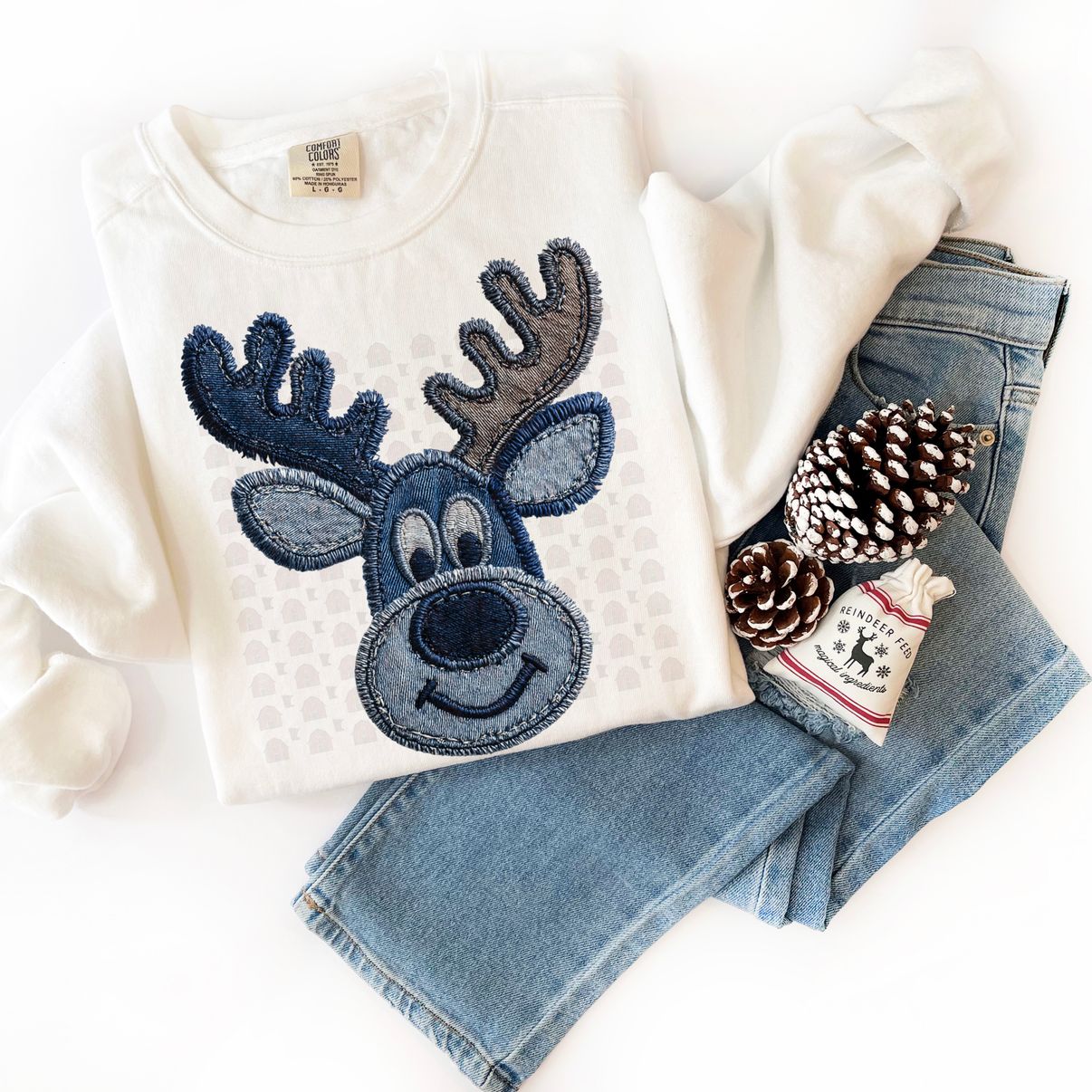 Denim Patchwork Reindeer