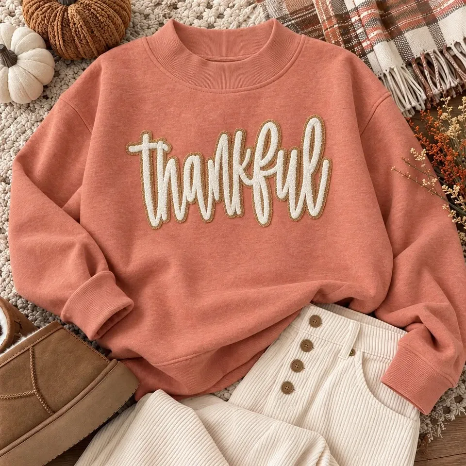 Thankful Chenille Mockneck Sweatshirt