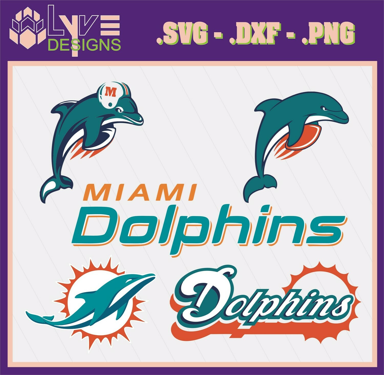 Download Miami Dolphins Design Set New Svg Cut Files Digital Designs Cricut Silhouette Studio Digital Cut Files