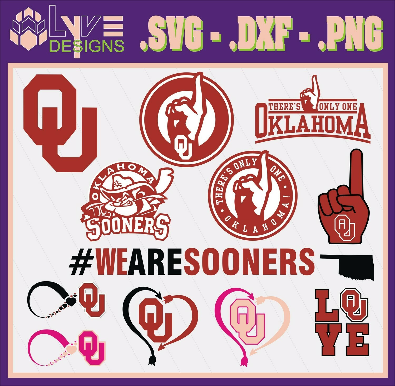 Download Oklahoma Sooners Design Set New Svg Cut Files Digital Designs Cricut Silhouette Studio Digital Cut Files