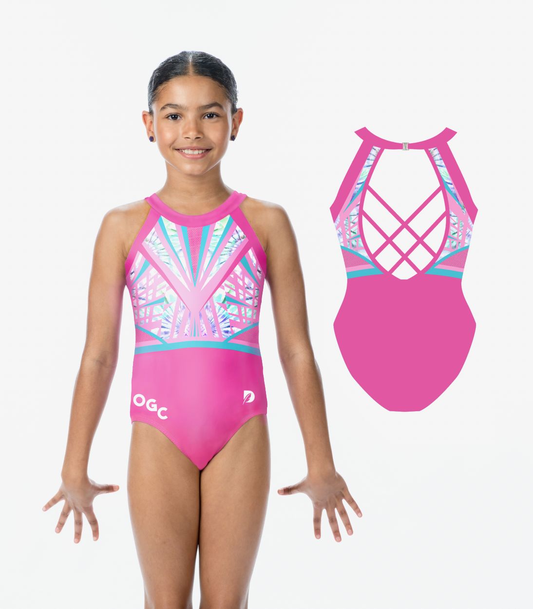 OGC Radiance Pink Leotard blends bold color with sharp geometric detail.