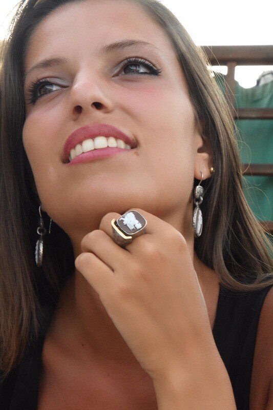 IconArtDesign Anello In Argento E Oro Con Cameo Collezione Nitrodi .