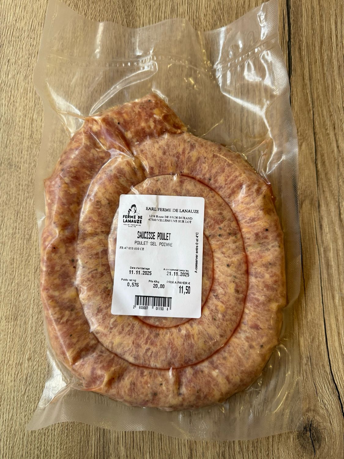 Saucisse de poulet - Ferme de Lanauze