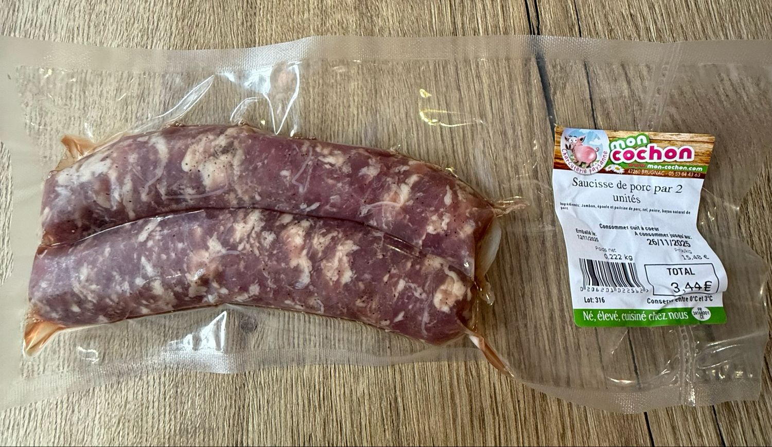 Saucisse de Porc - X2