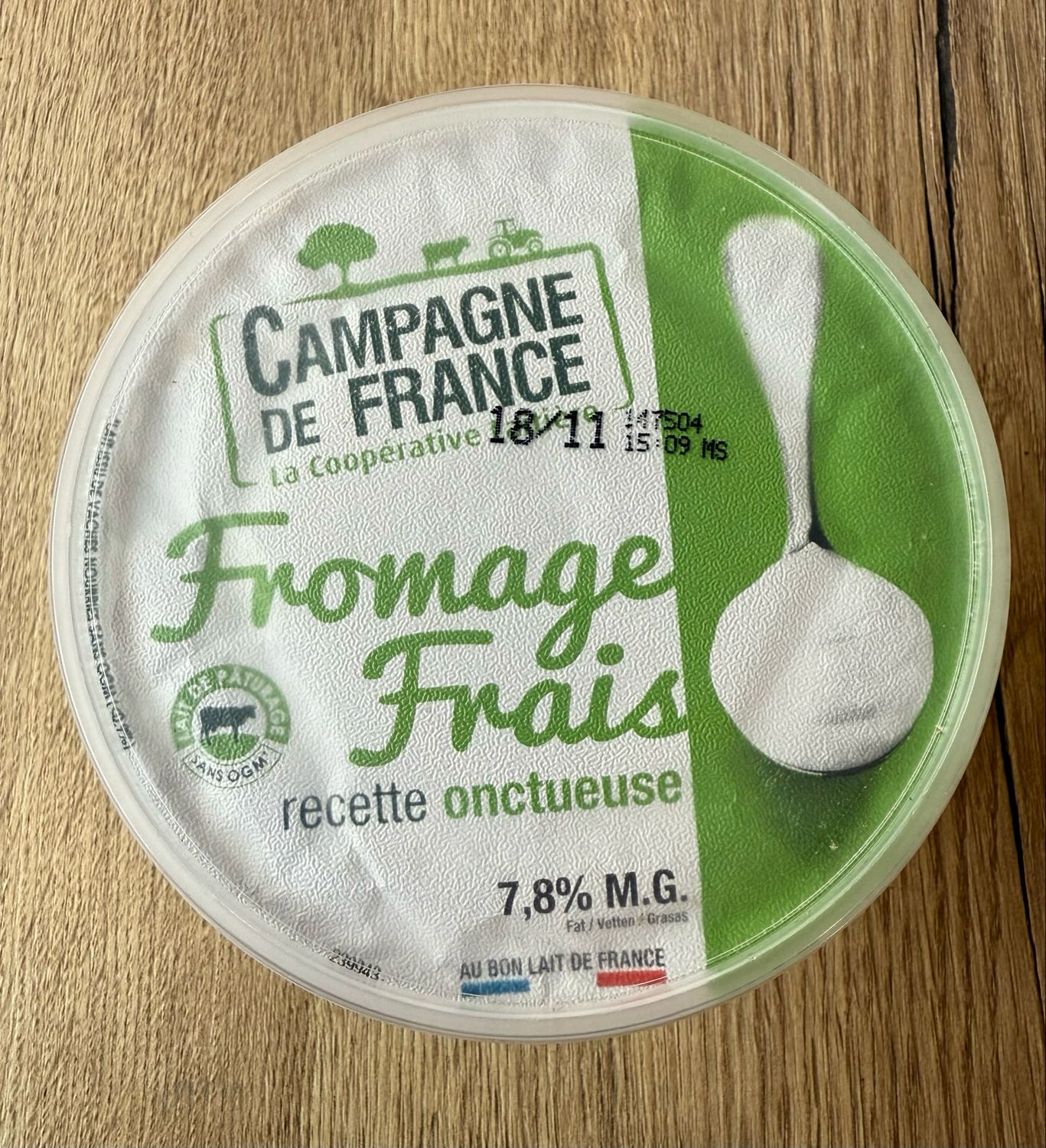 Fromage Frais 7.8% MG recette onctueuse