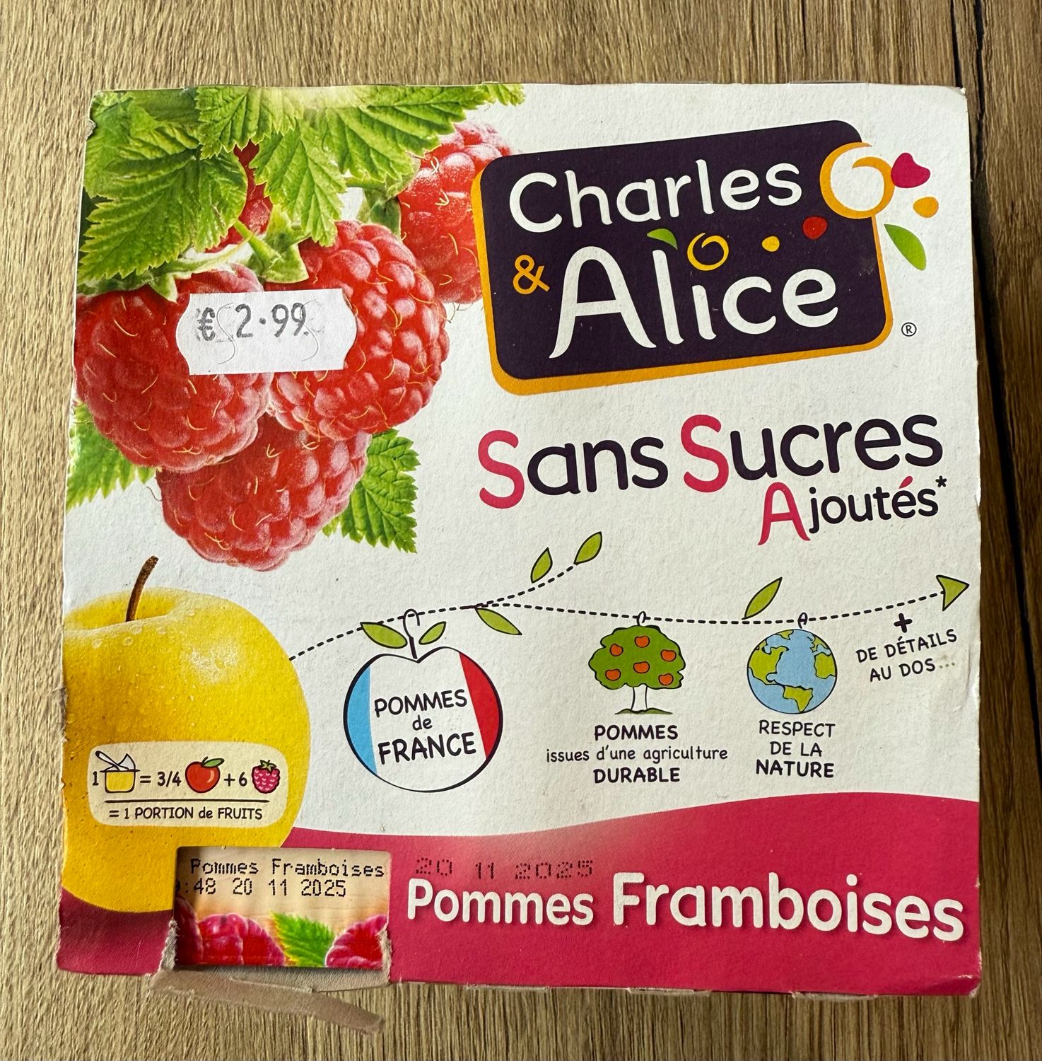 Compote Pomme Framboise sans sucre ajouté