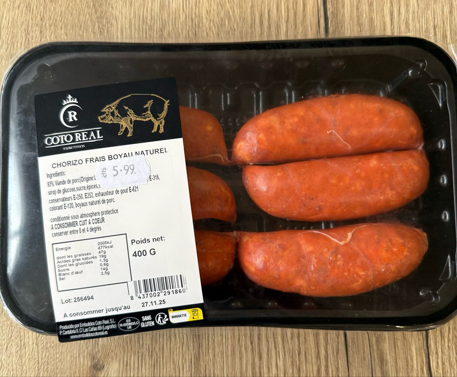 Chorizo frais boyau Naturel