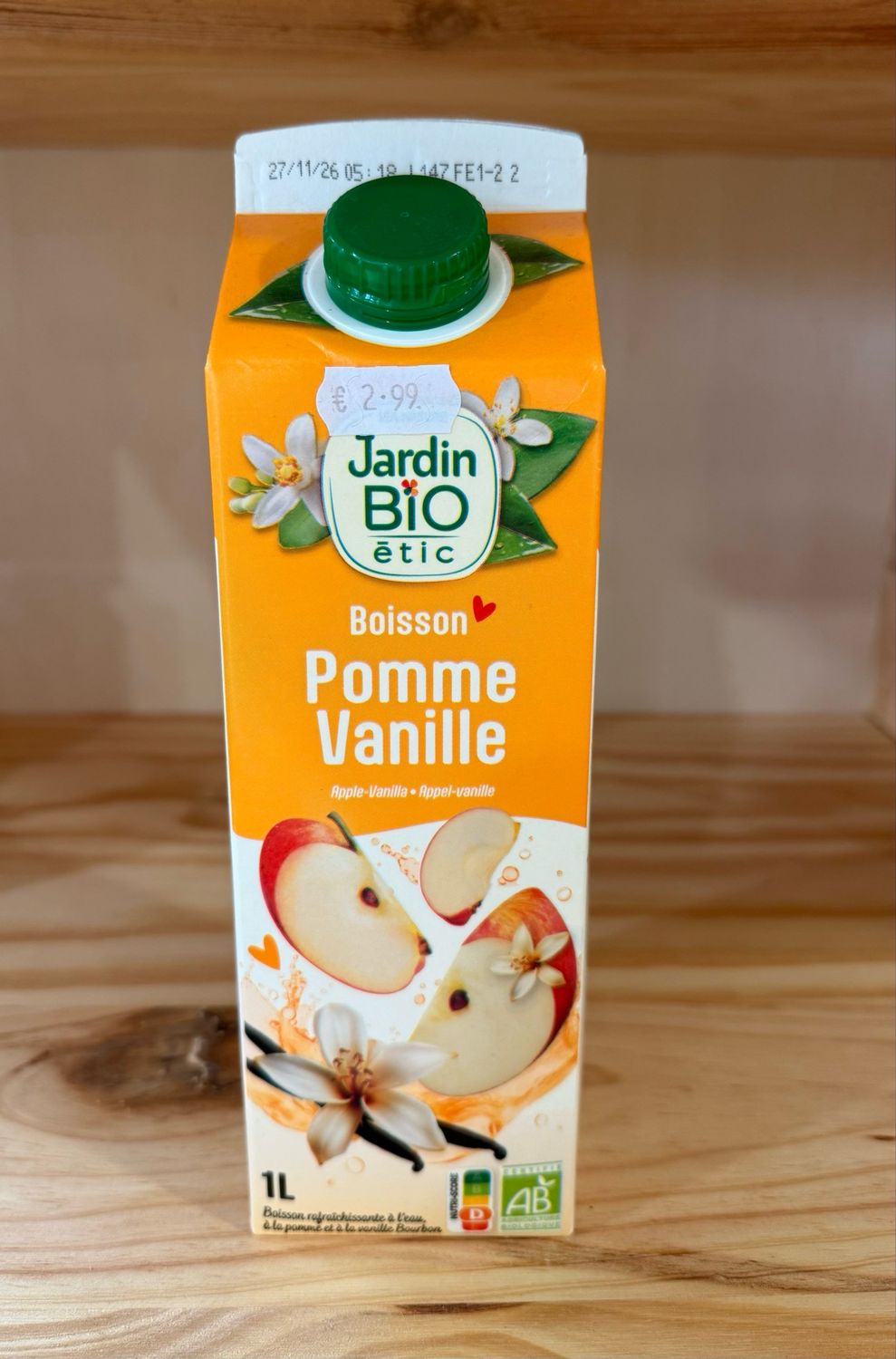 Jus bio pomme vanille