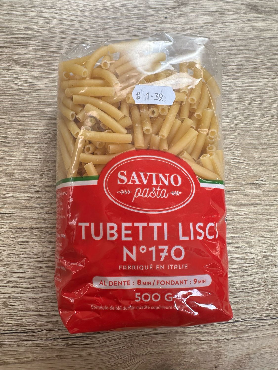 Pâtes tubetti lisci