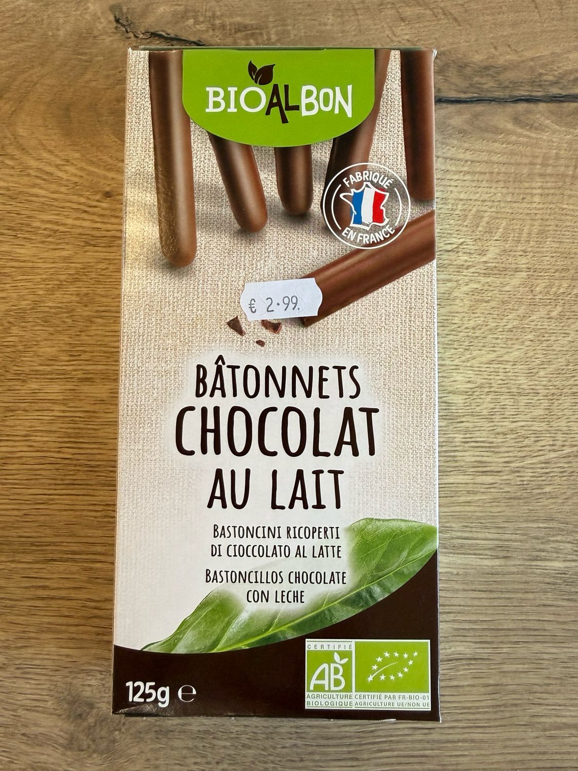Bâtonnets chocolat au lait