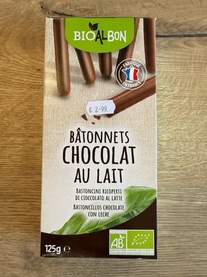 Bâtonnets chocolat au lait