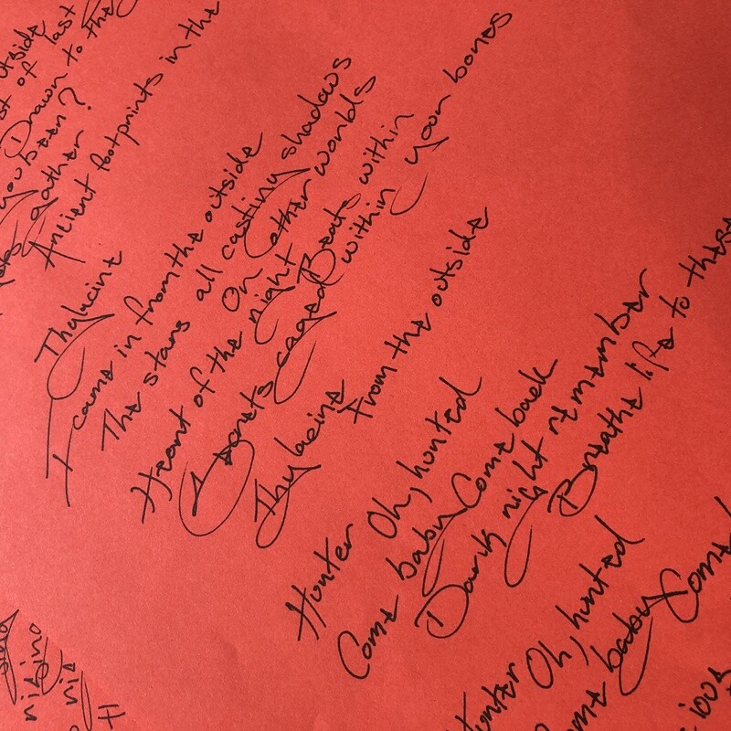 Signed, Handwritten Lyric Sheet