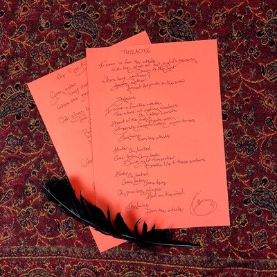 Signed, Handwritten Lyric Sheet