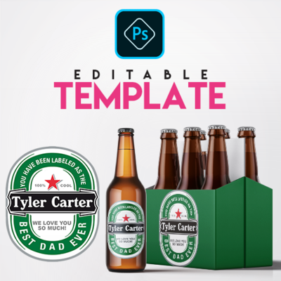 Ezpz Drinks. Beer. Green. Editable label and box Photoshop template.