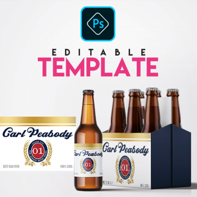 Ezpz Drinks. Beer. Lite. Editable label and box Photoshop template.