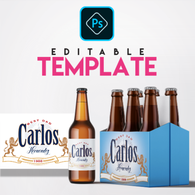 Ezpz Drinks. Beer. Model. Editable label and box Photoshop template.