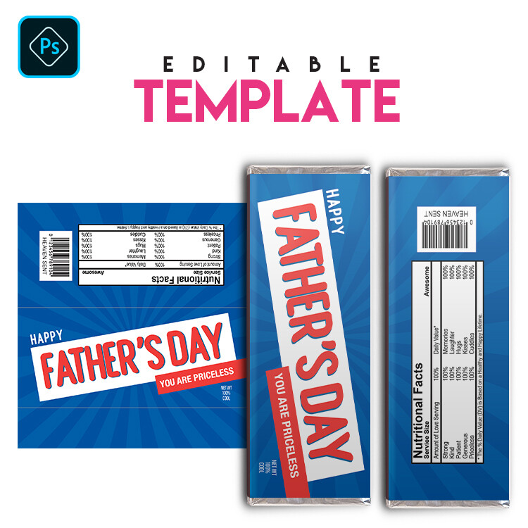 Treats. Krunch . Chocolate Candy Bar label . Editable Template.  Photoshop