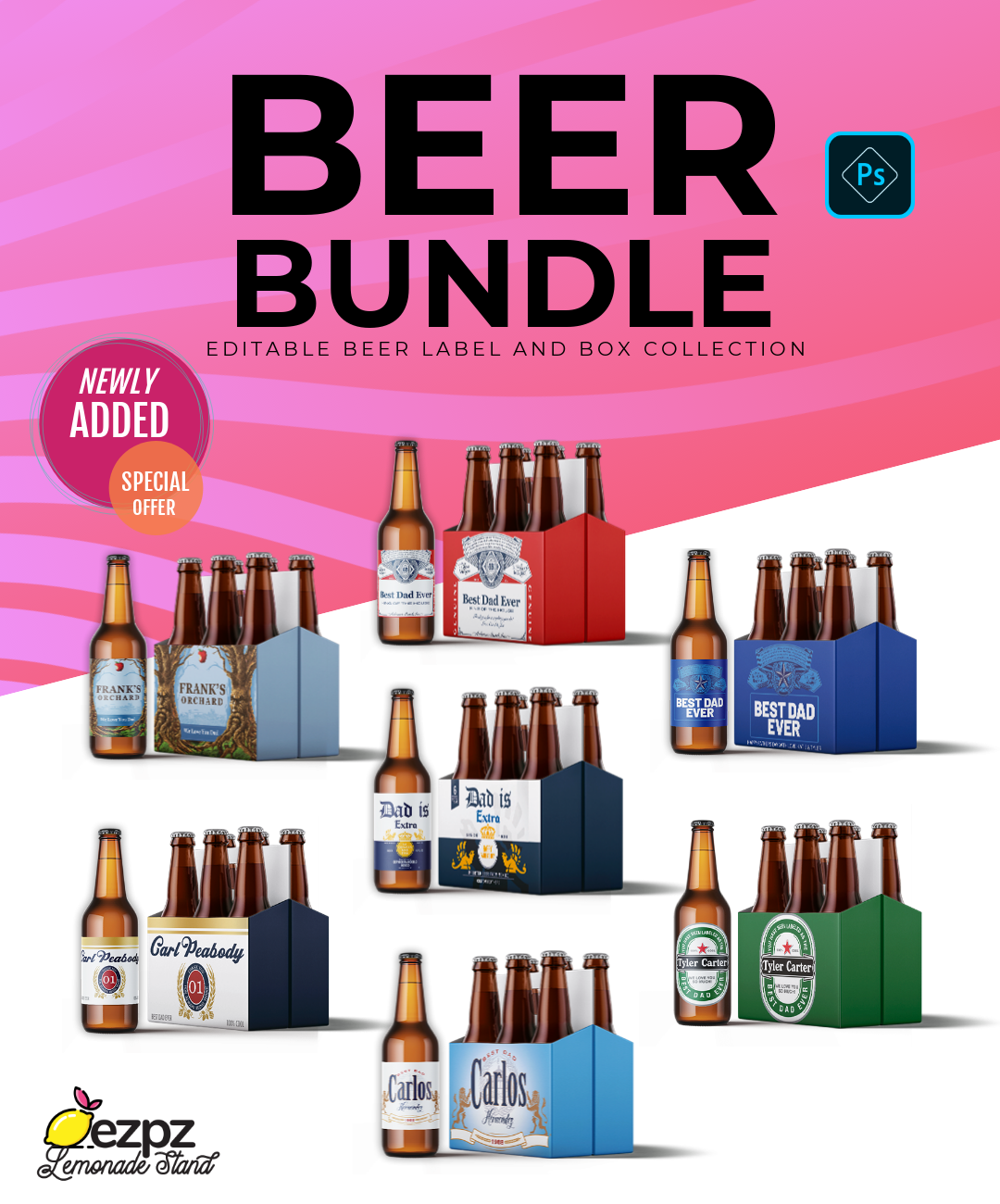 Ezpz Drinks. Beer. Bundle. Photoshop template